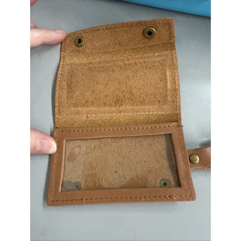 Vintage Hartmann Leather Luggage Tag Snaps Folding Address card holder
